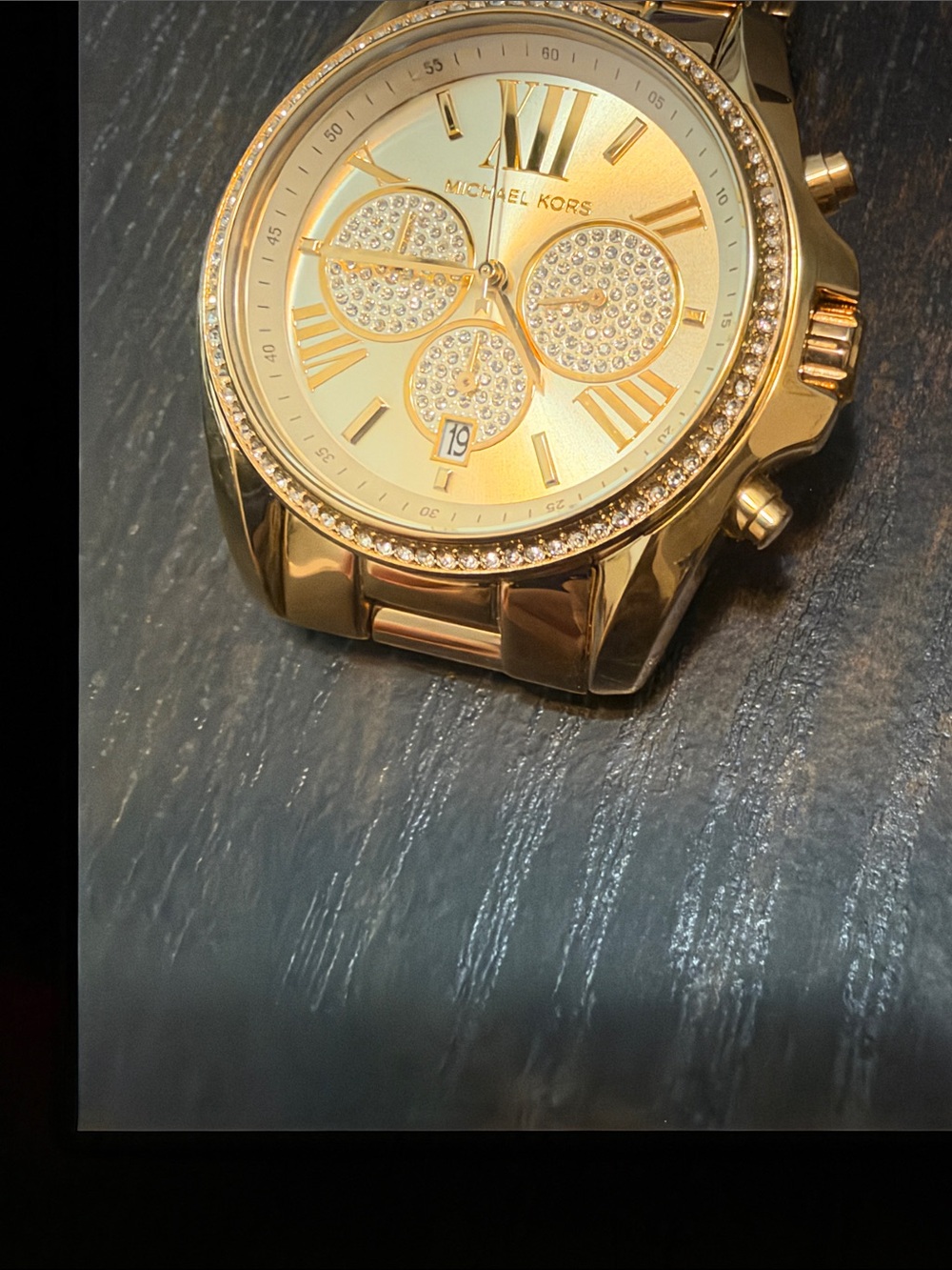 Michael Kors M6537 Gold-Tone Crystal Accent Chronograph Watch